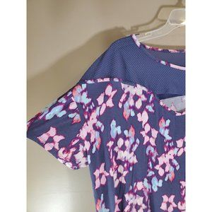 Livi Purple Watercolor Chest Cut-Out Blouse, Size 22/24 Mesh Design Rayon